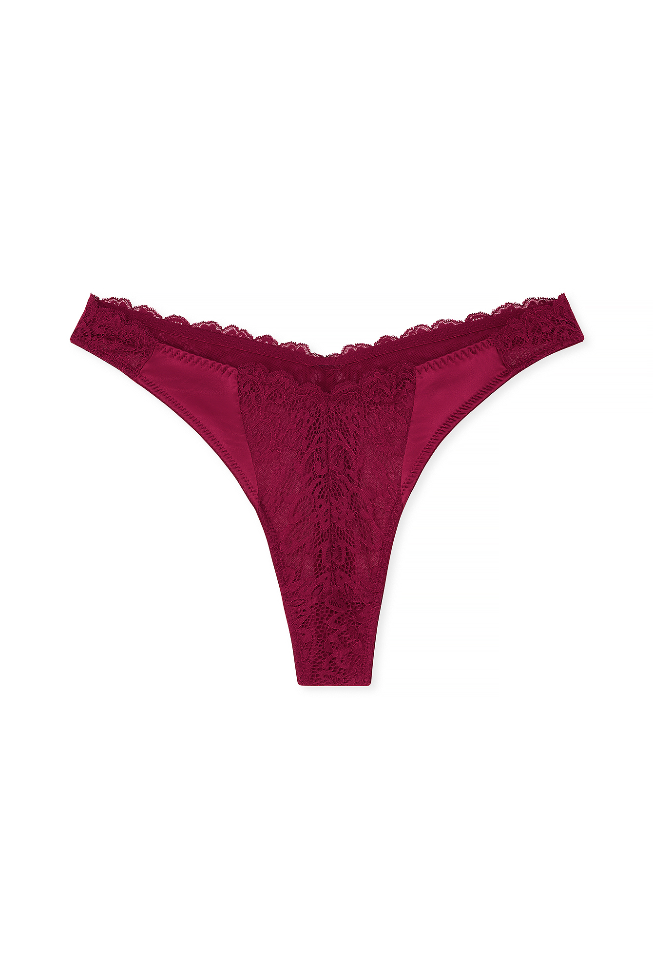 Burgundy V-Shaped Lace String