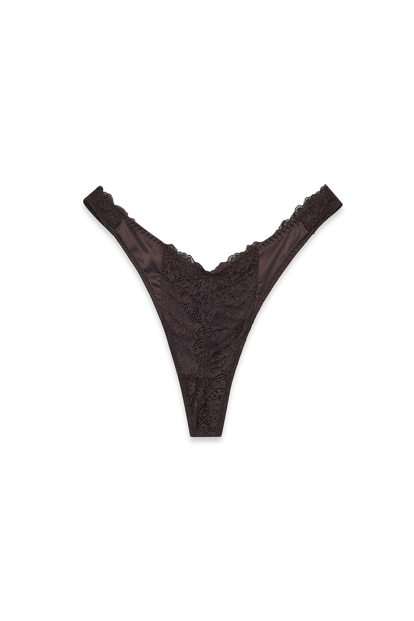 Chocolate Brown V-Shaped Lace String