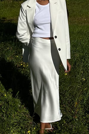 White Satin Midi Skirt