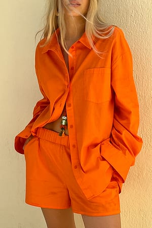 Dark Orange Shorts med elastisk midje