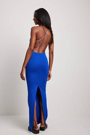 Blue Sukienka maxi ze sznurowaniem z tyłu