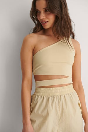 Sand Cut Out One Shoulder Top