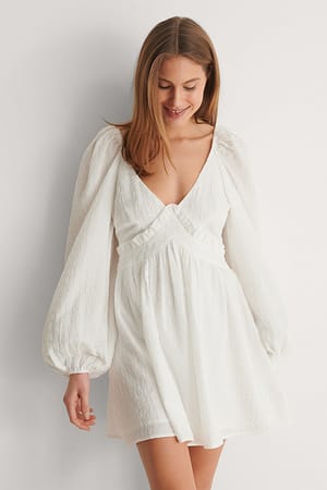 White Puff Sleeve Detail Dress