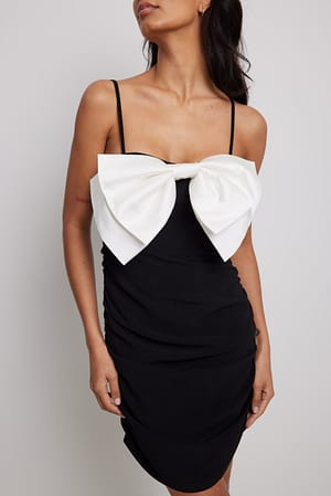 Black/White Bow Mini Dress