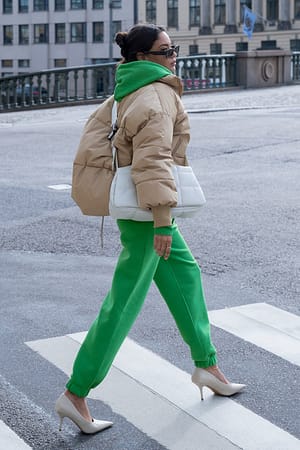 Green Pantalón de chándal cepillado con cordones