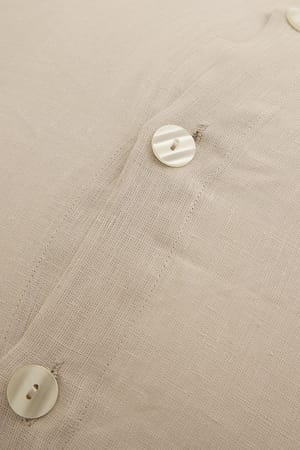 Beige Kuddöverdrag i linne med knappar