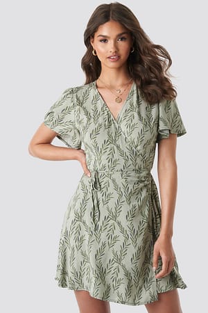 Green Wrap Mini Dress