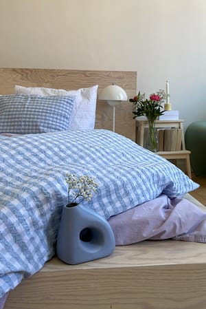 Blue Roupa de cama em Seersucker de xadrez
