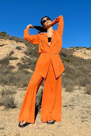 Orange Luźne szyfonowe spodnie