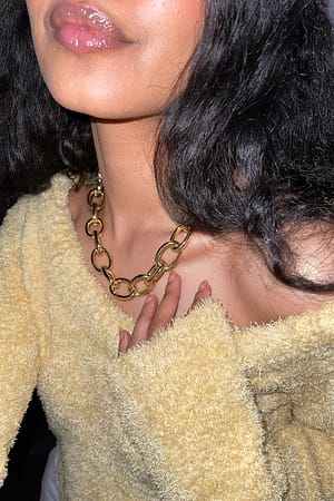 Gold Chunky Rounded Chain Necklace
