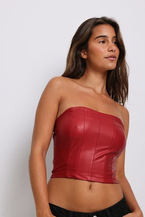 Red Coated Corset Bandeau Top