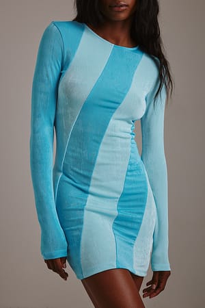 Blue/Light Blue Vestido mini con efecto color block