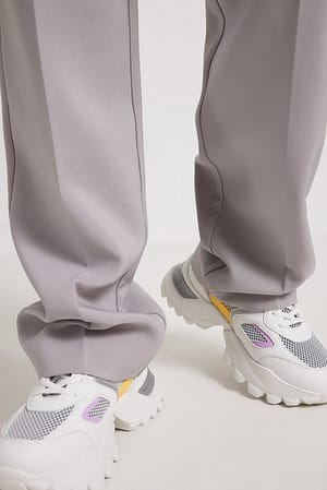 Purple/Yellow Buty sportowe z detalami z siateczki