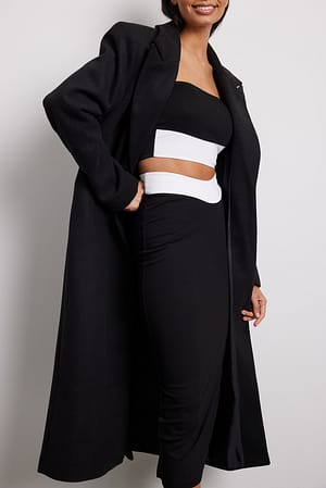 Black/White Colour Block Midi Skirt