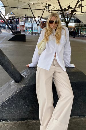 Sand Fold Up Loose Trousers