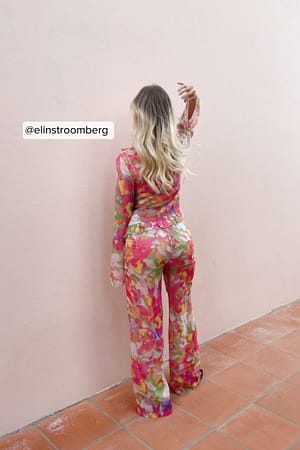Camo Flower Sheer Printed Pants