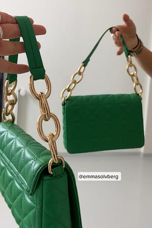 Strong Green Mini Quilted Chunky Chain Bag