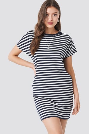 Navy Striped Oversized T-shirt Dress