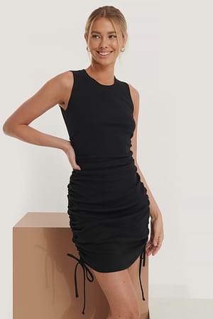 Black Drawstring Detail Dress