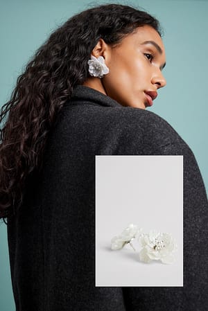 White Flower Pearl Earrings