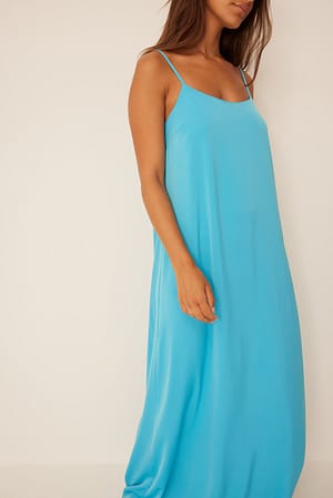 Blue Flowy Strap Maxi Dress