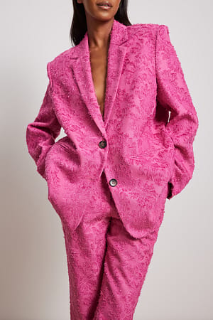 Pink Oversized blazer med fransdetaljer