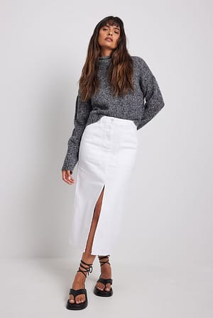 Offwhite Front Slit Maxi Skirt