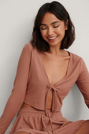 Dusty Pink Ribbet Top