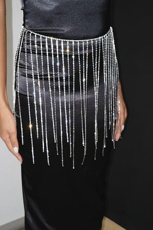 Silver Glittery Strass Belly Chain