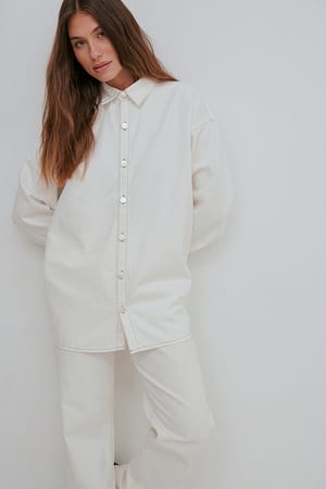 Antique White Oversized denimskjorteØkologisk denimskjorte