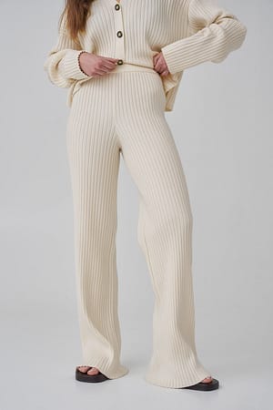 Antique White Ribbed Pants