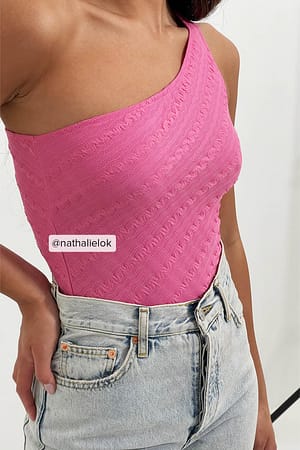 Pink Lace One Shoulder Top