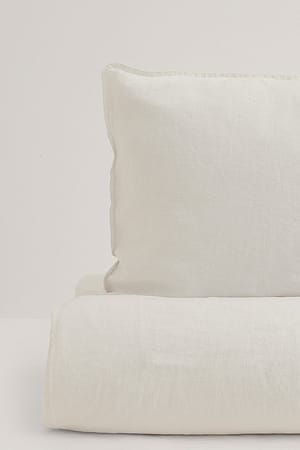 White Funda de almohada de lino