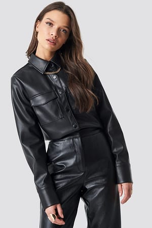 Black PU Leather Shirt