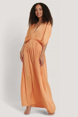 Pastel Orange Plisi Dress