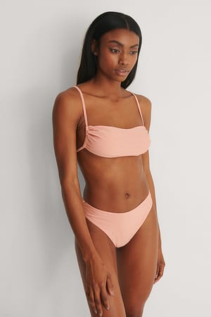 Pink Parte de abajo de bikini con talle alto reciclada