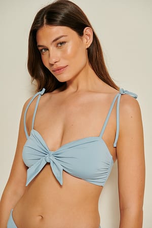 Dusty Blue Top de bikini con cierre frontal reciclado