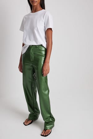 Forest Green Metalliske pU bukser