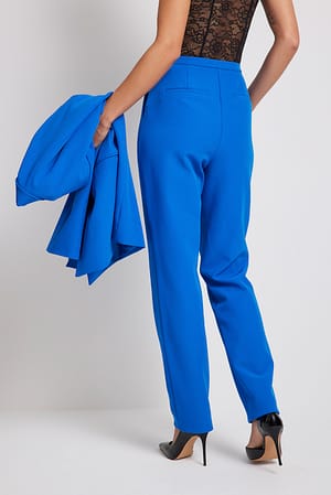 Blue Calças de fato de cintura média e corte clássico