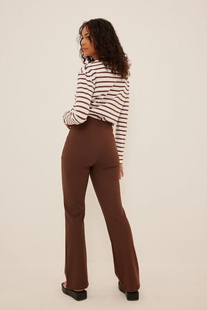 Brown Bootcut Jersey Suit Pants