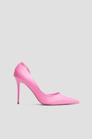 Strong Pink Glossy Cut Out Pumps