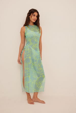 Blue Paisley Dekkende kjole i netting