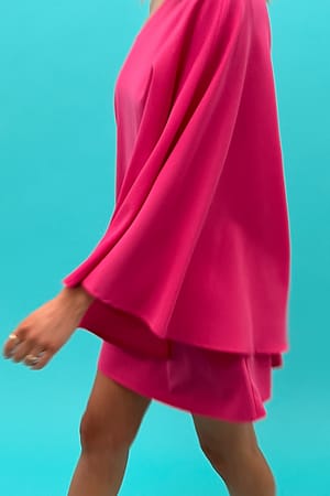 Pink One Shoulder Flowy Mini Dress