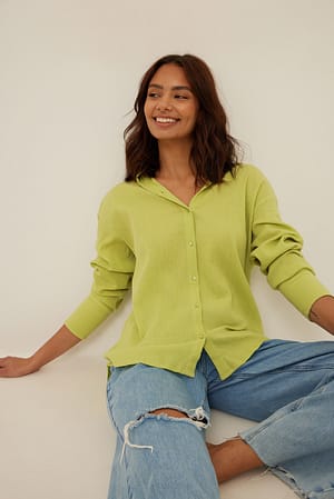 Green Oversize bomuldskjorte