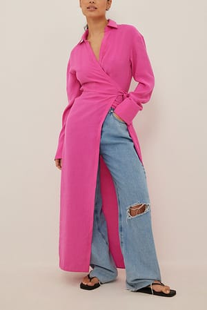Pink Vestido maxi modal fluído