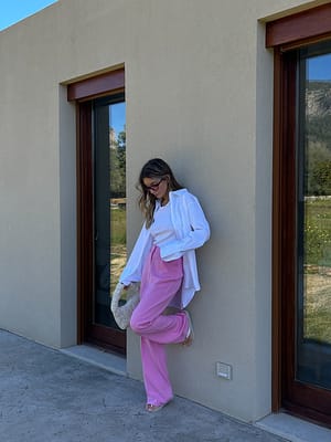 Pink Calças Recicladas com Perna Larga