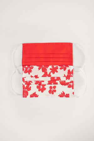 Red Flower 2-Pack Ansiktsmasker Med Röda Blommor