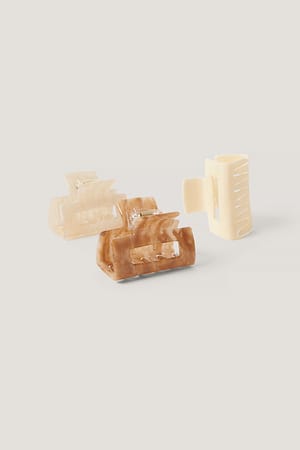 Beige/Brown 3-Pack Mini Squared Hairclips