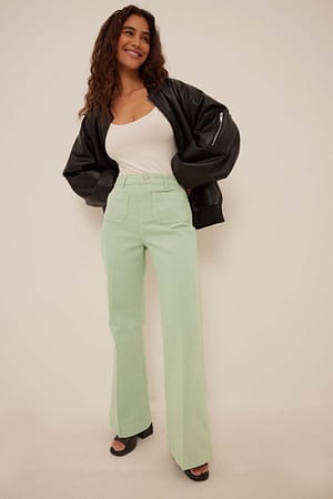 Green Jeans com Perna Larga e Bolso à Frente 70's orgânicos