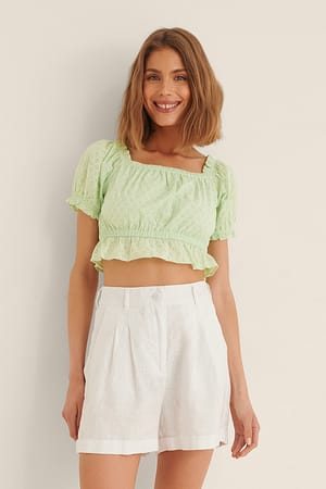 Light Green Anglaise Cropped Top